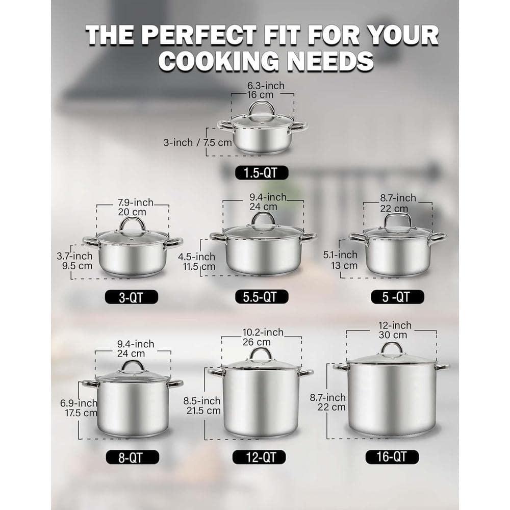 Cook N Home Cook N Home 5.5-quart Sauce Pot Stainless Steel Stockpot With Glass Lid, Basics Saucier Casserole Stock Pot