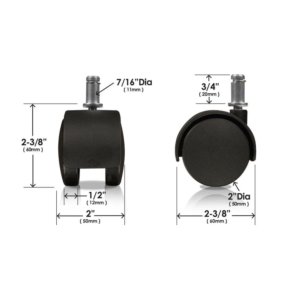 Slipstick 2" Office Chair Caster Wheel (Set of 5)