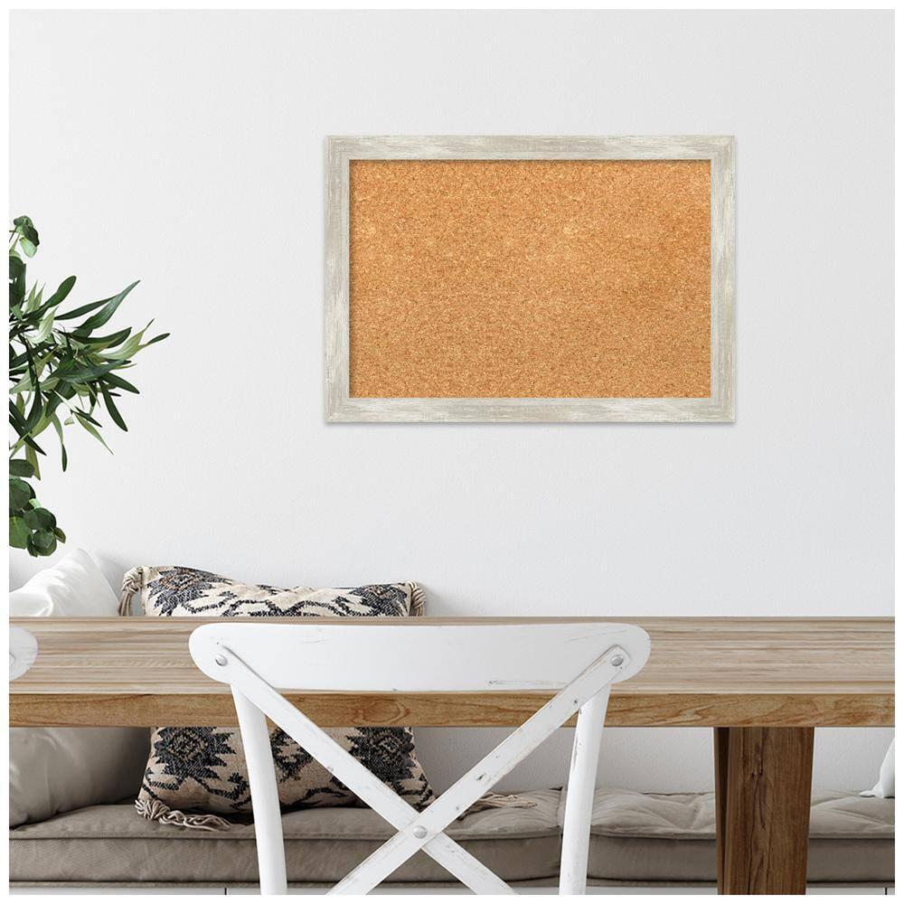 Amanti Art Natural Cork Board Framed Crackled Metallic Narrow Bulletin Board 20 in. x 14 in.