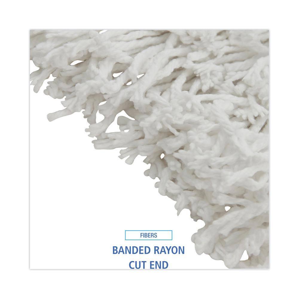 Boardwalk Banded Rayon Cut-End Mop Heads, #24, White, 1.25" Headband, 12/Carton