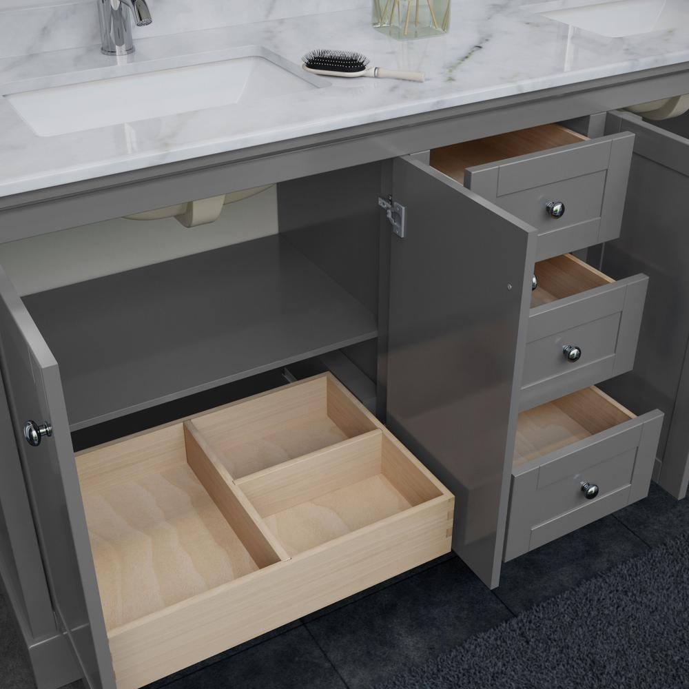 Avery 72" Dark Gray Double Bathroom Vanity with Marble Countertop
