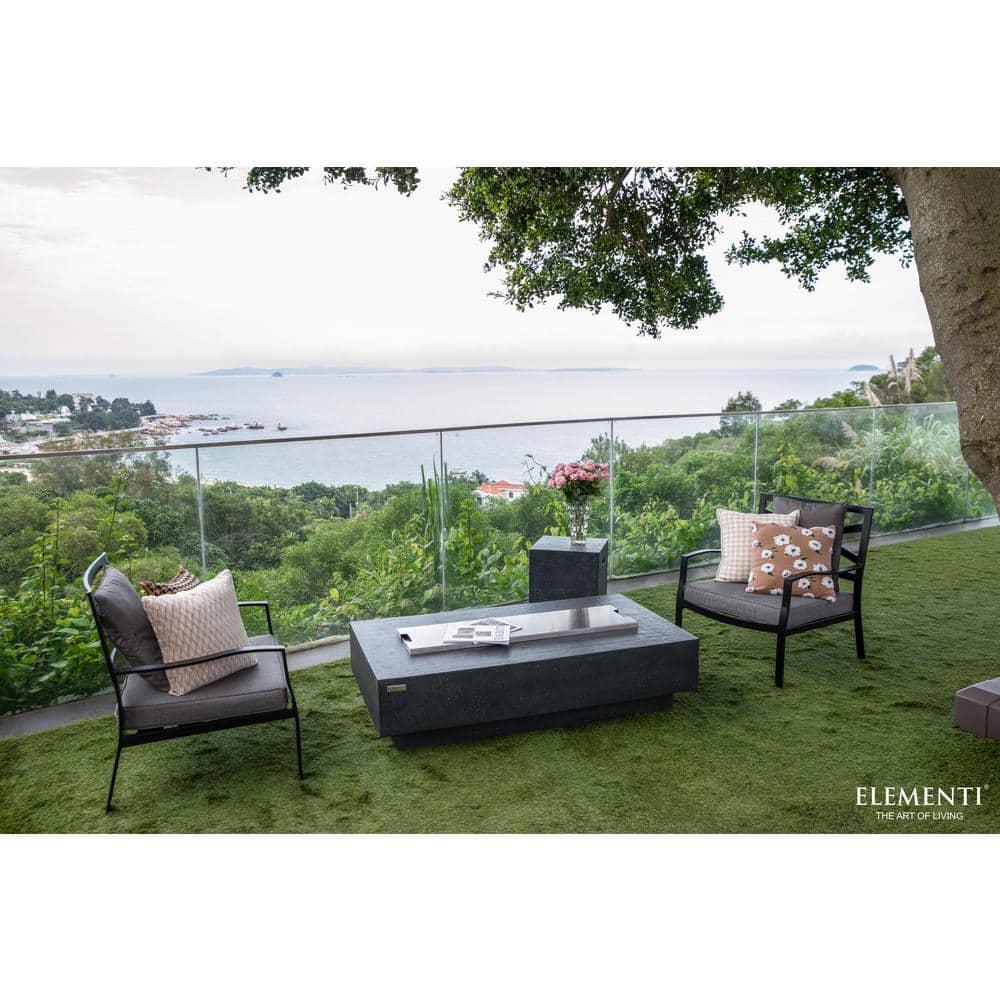 Gray Gas Free-Standing Fire Pit Table with Lava Rocks