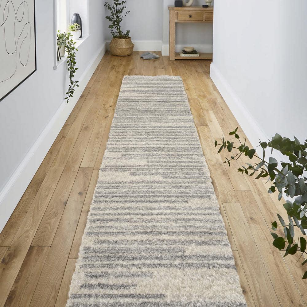 JONATHAN Y Khalil Modern Berber Stripe Cream/Gray 2 ft. x 8 ft. Runner Rug