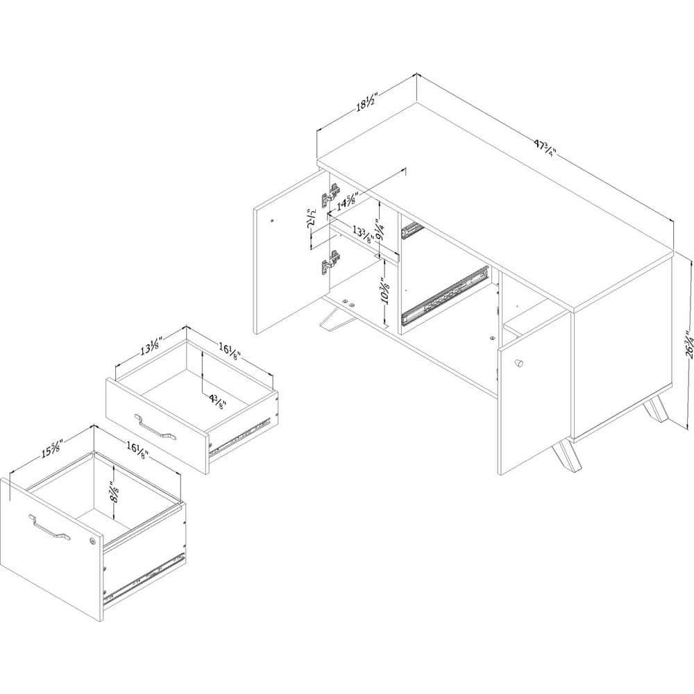 Kauan 47.75'' Wide 2 - Drawer Filing Credenza