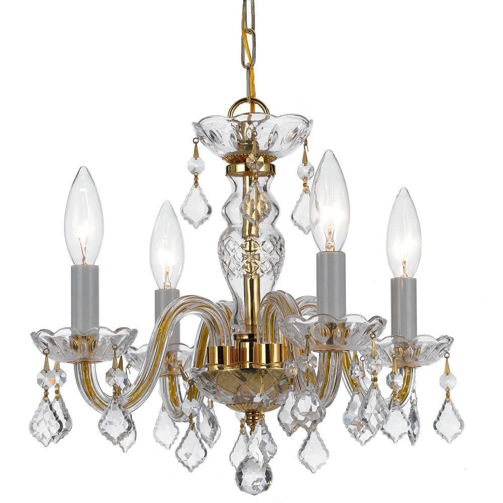 Crystorama Lighting Traditional Crystal 4 - Light Chandelier in  Polished Brass