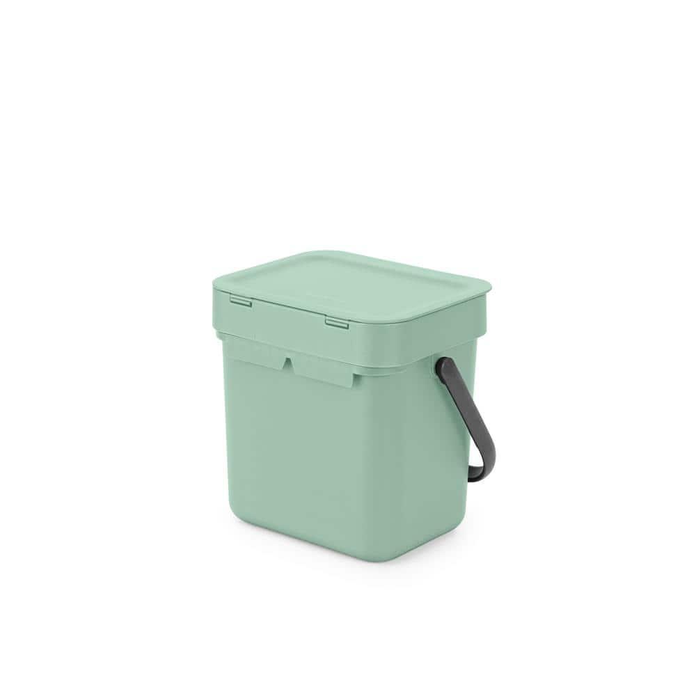 Jade Green Plastic Kitchen Compost Bin with Handle