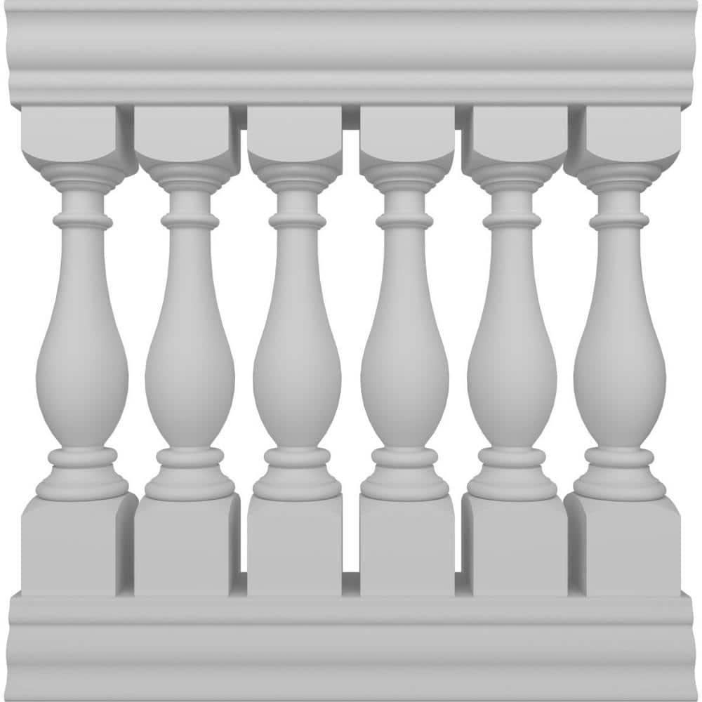 Ekena Millwork 40"H x 3'L Fiberthane Legacy Unassembled Balustrade Railing Kit, Style D (6 1/4" On-Center Spacing to Pass 4" Sphere Code)