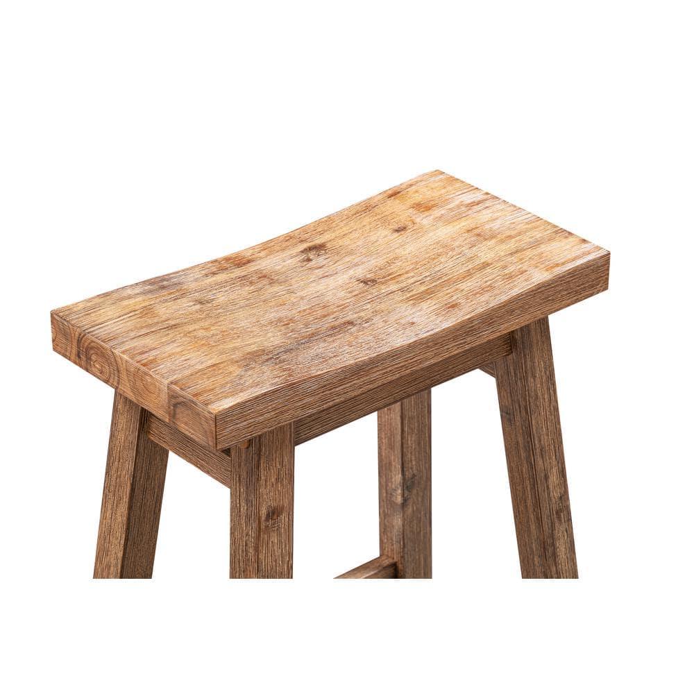 Boraam 24" Sonoma Saddle Counter Height Barstool Barnwood: Wood Frame, Fixed Seat, Farmhouse Style