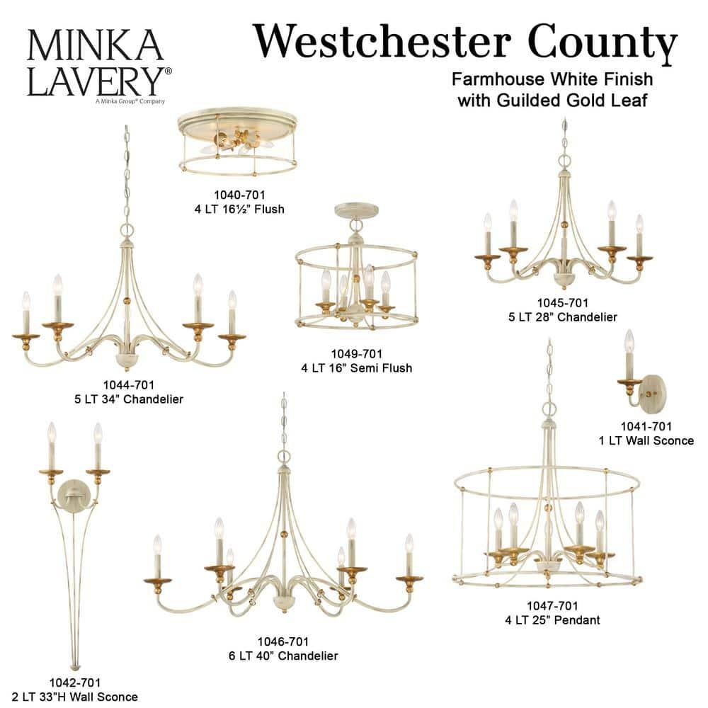 Minka Lavery - Westchester County - Chandelier 5 Light Farm House White/Gilded