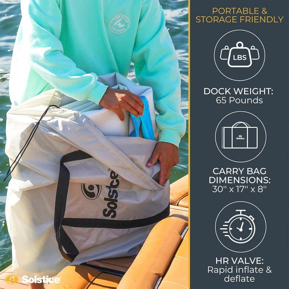 SOLSTICE Original Inflatable Mesh Dock Platform for Lake Boat Pool Ocean for Adults Kids & Pet Dogs Up to 8 People, Water Mat Swim Raft, 10'x8'