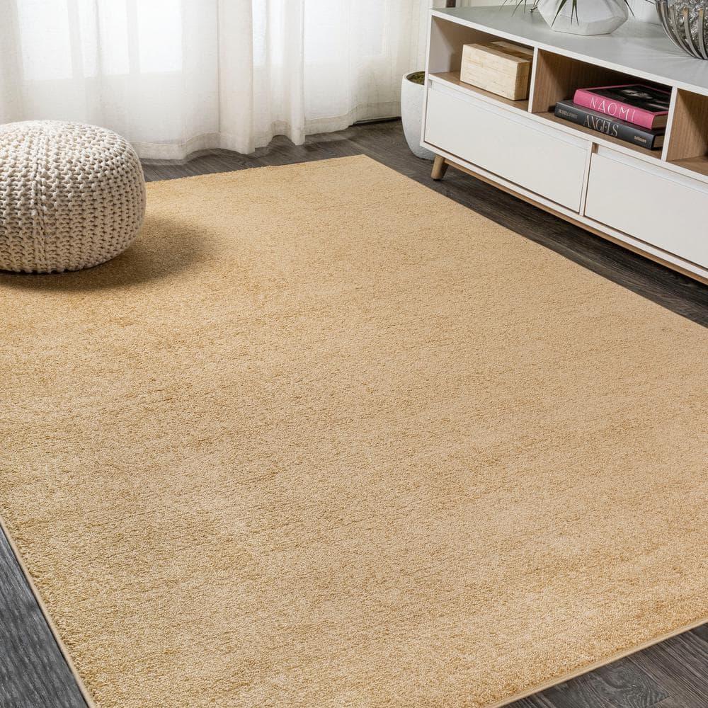 8'x10' Haze Solid Low-Pile Area Rug, Mustard - JONATHAN Y