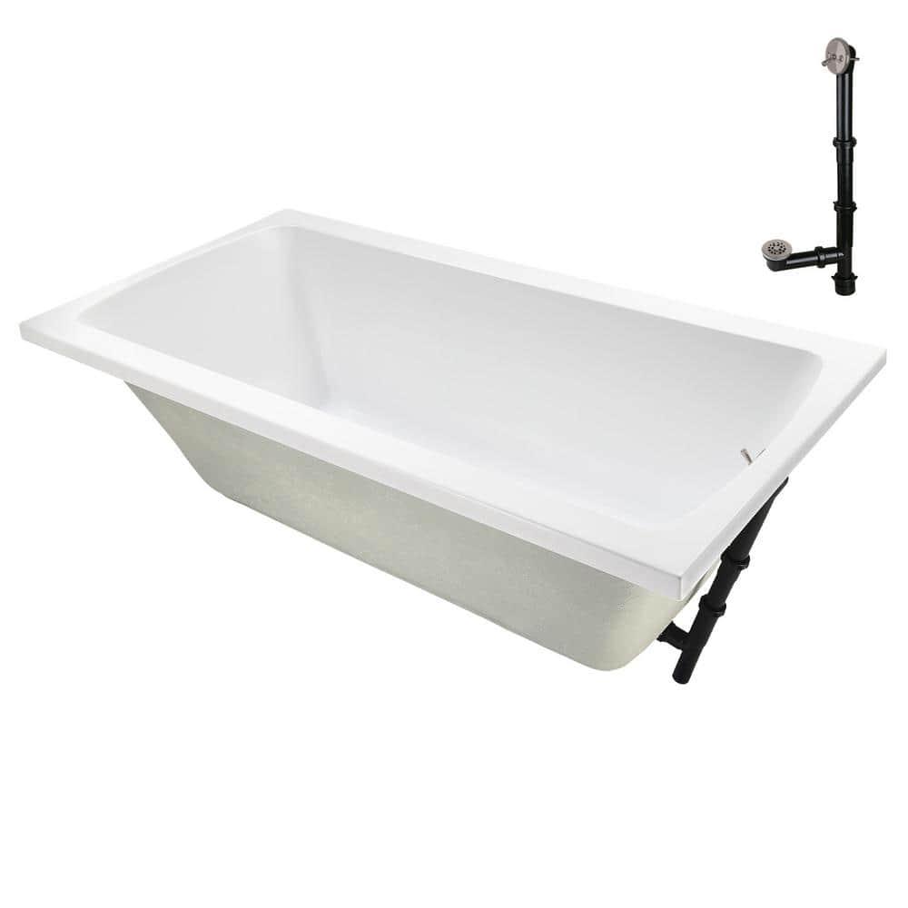 60'' x 32'' Acrylic Soaking Drop-In Bathtub, Drain Included