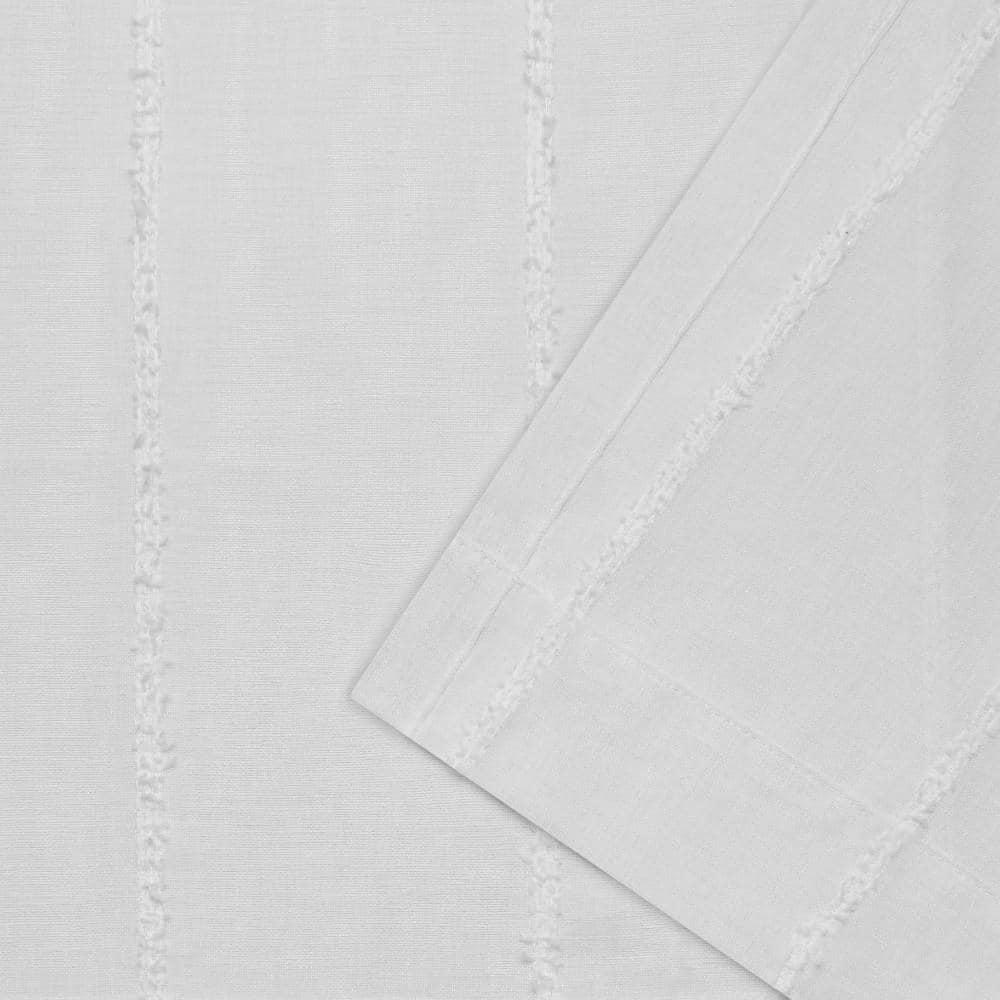 Set of 2 96"x54" Santos Embellished Stripe Sheer Rod Pocket Window Curtain Panel White - Exclusive Home: Mid-Century Modern, 96 Inch