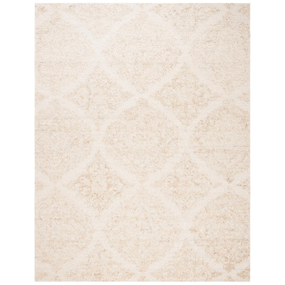 SAFAVIEH Abstract Rachelle Trellis Wool Area Rug, Ivory/Beige, 10' x 14'