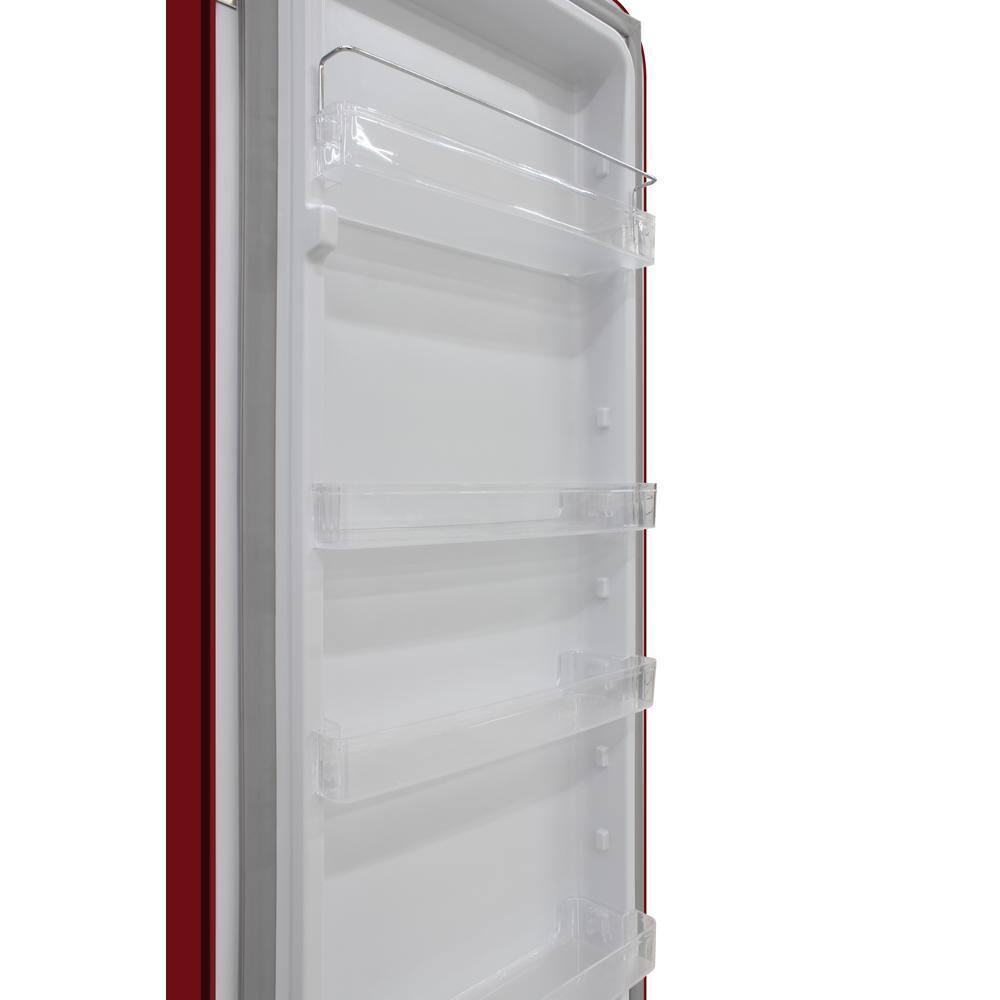 Brama 9.2 Cu.Ft. Retro Red Top-Freezer Refrigerator with Solid Steel Door