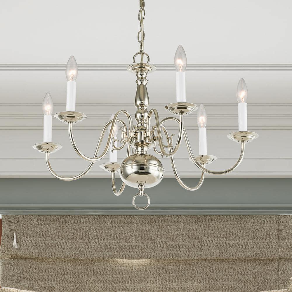 Livex Lighting Williamsburgh Chandelier in Polished Nickel