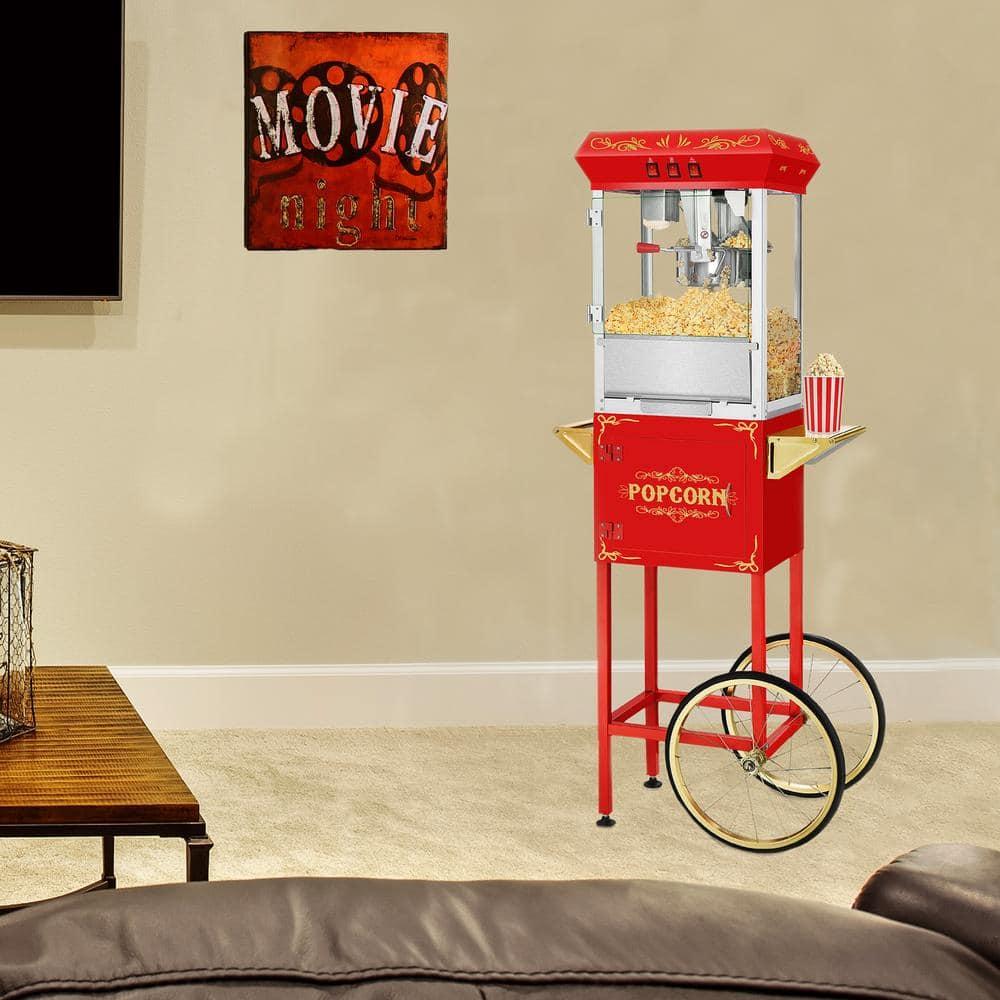 Superior Popcorn 8 oz. Movie Night Popcorn Maker Machine and Cart - Red