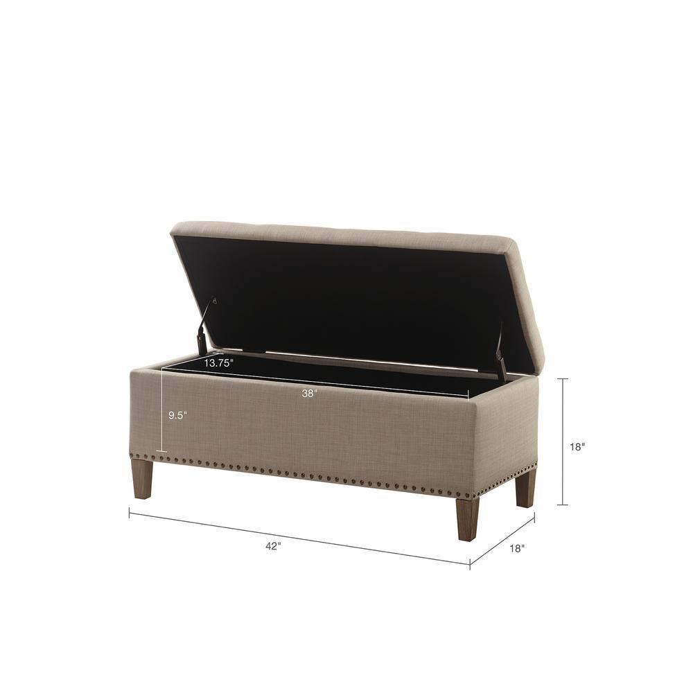Madison Park Shandra II Wood and Fabric Tufted Top Storage Bench in Brown