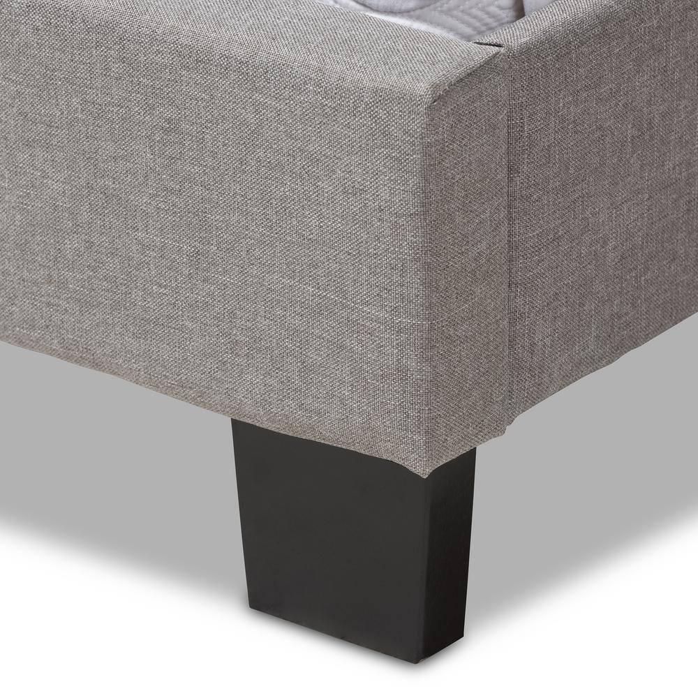 Queen Cassandra Modern and Contemporary Fabric Upholstered Bed Light Gray - Baxton Studio