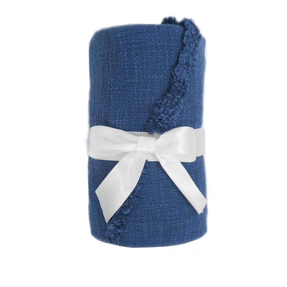 Evette Rios Sierra Handmade Woven Solid Color Fringed 100% Cotton Throw Blanket