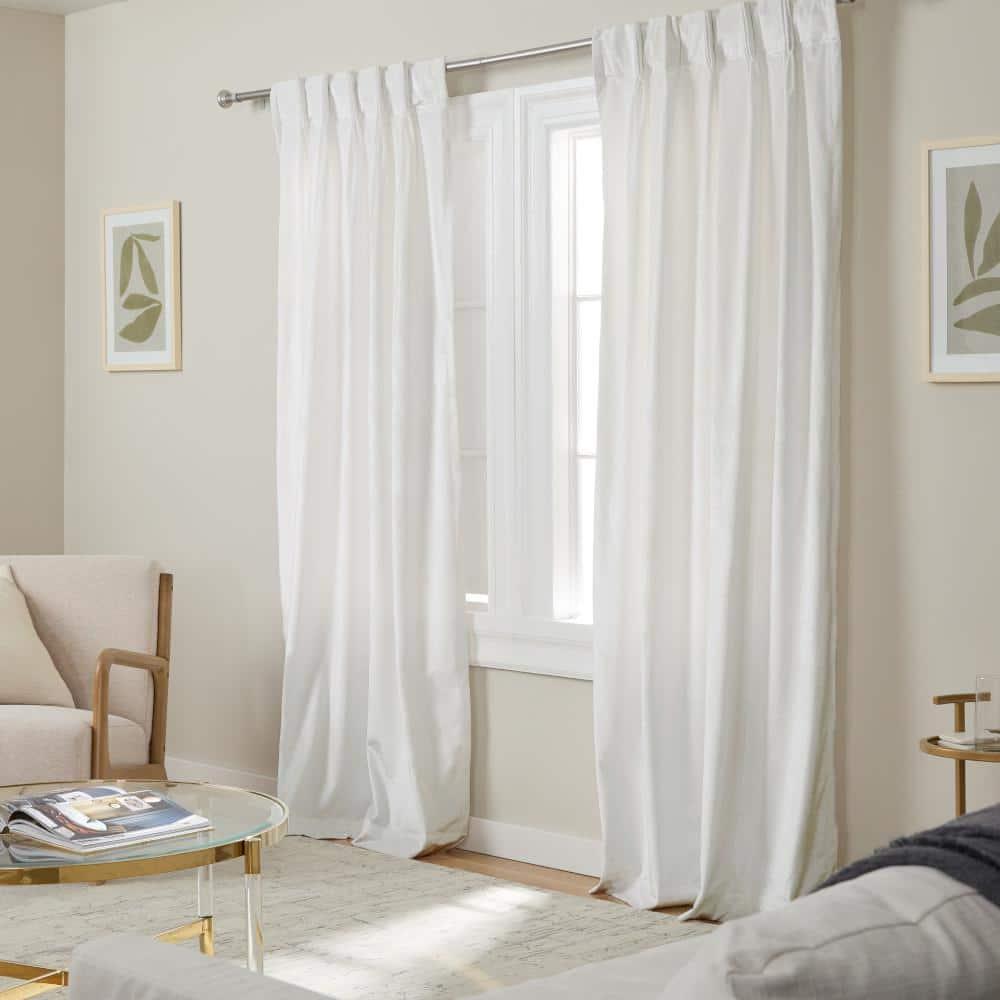 Set of 2 (96"x54") Velvet Back Tab Light Filtering Window Curtain Panels White - Exclusive Home: Polyester, Plain Weave