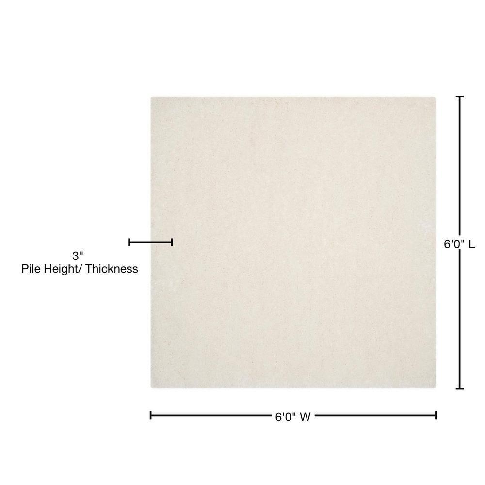 Luxe Shag SGX160 Hand Tufted Indoor Area Rug - Ivory - 6'x6' - Safavieh