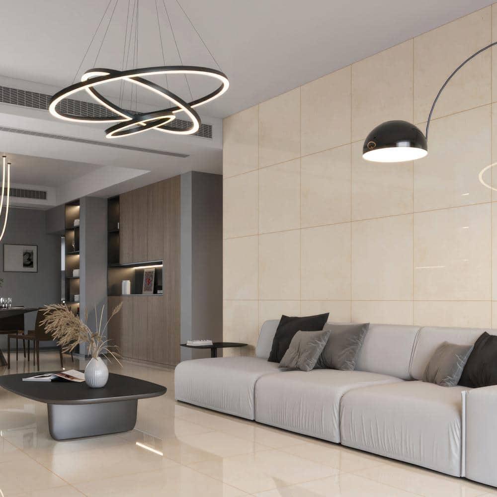 Bedrosians Shandar 24" x 24" Porcelain Marble Look Wall Floor Use Tile Crema Marfil Light