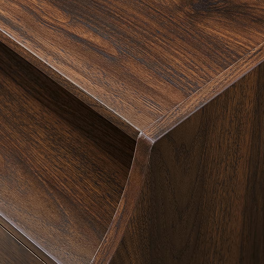 Walker Edison Modern 2 Drawer Nightstand with USB Port, Dark Walnut