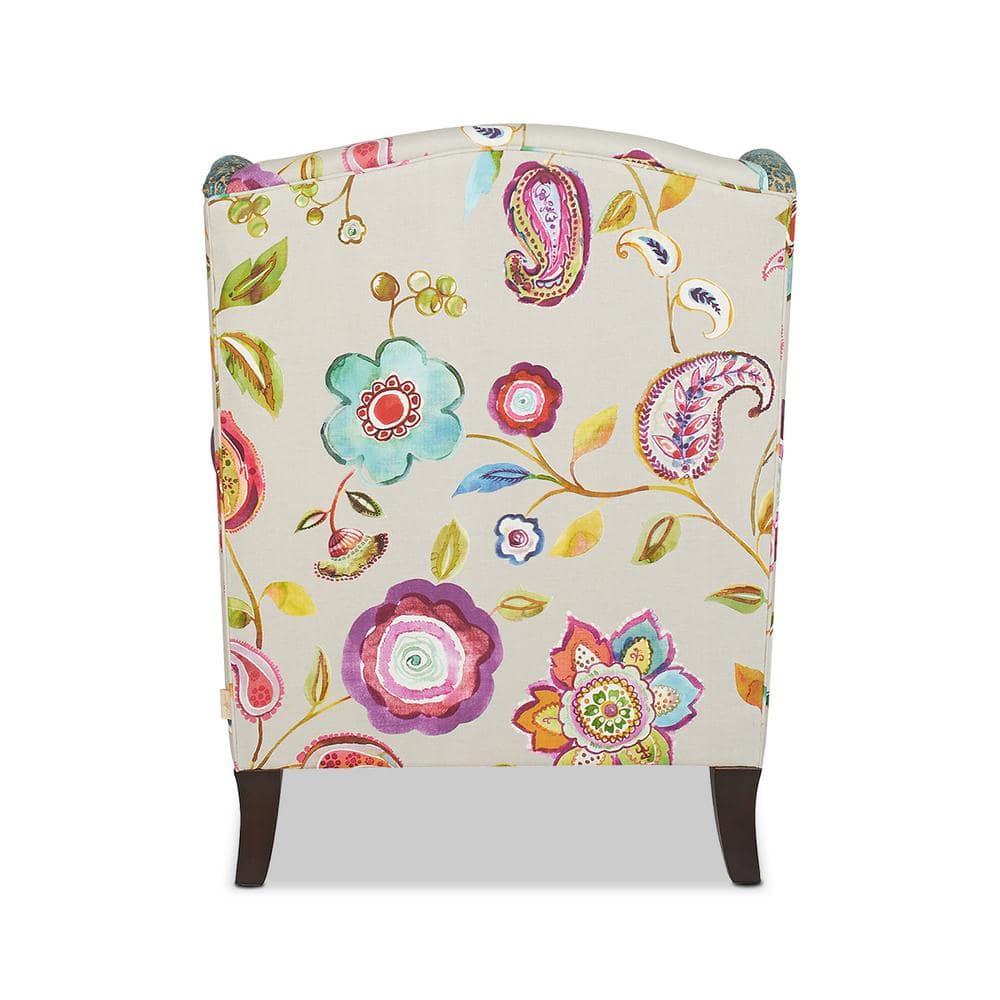 Anya Wingback Accent Arm Chair Multicolored Floral