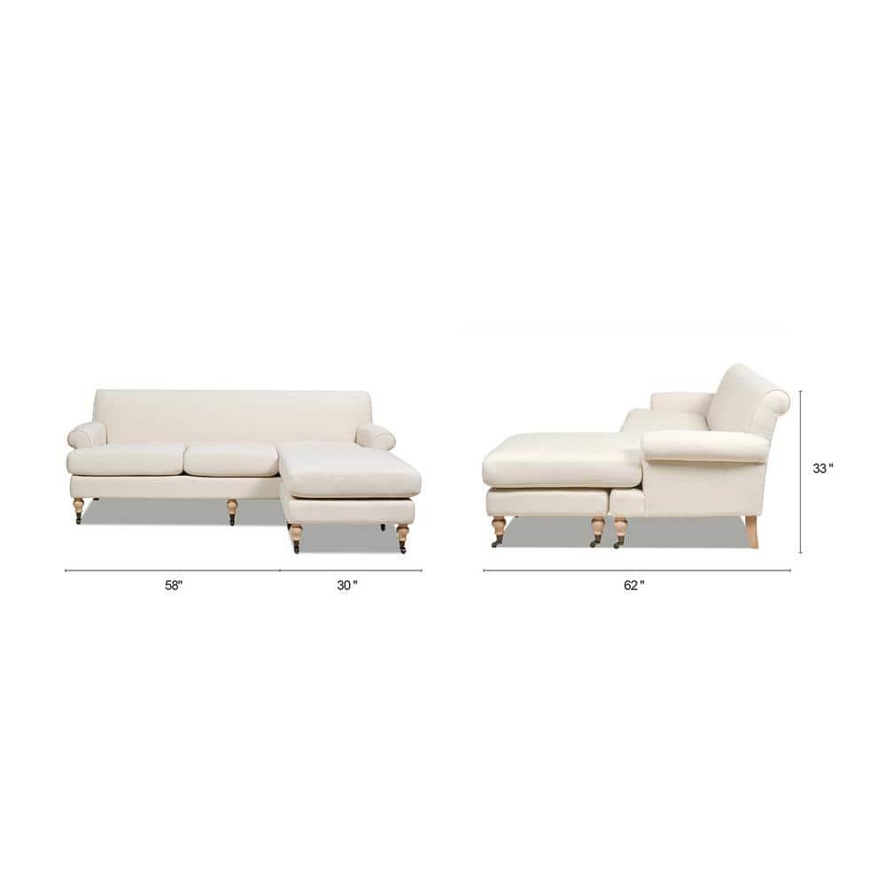 Jennifer Taylor Home Alana 88" Lawson L-Shape Reversible Living Room Sectional Sofa, Light Beige