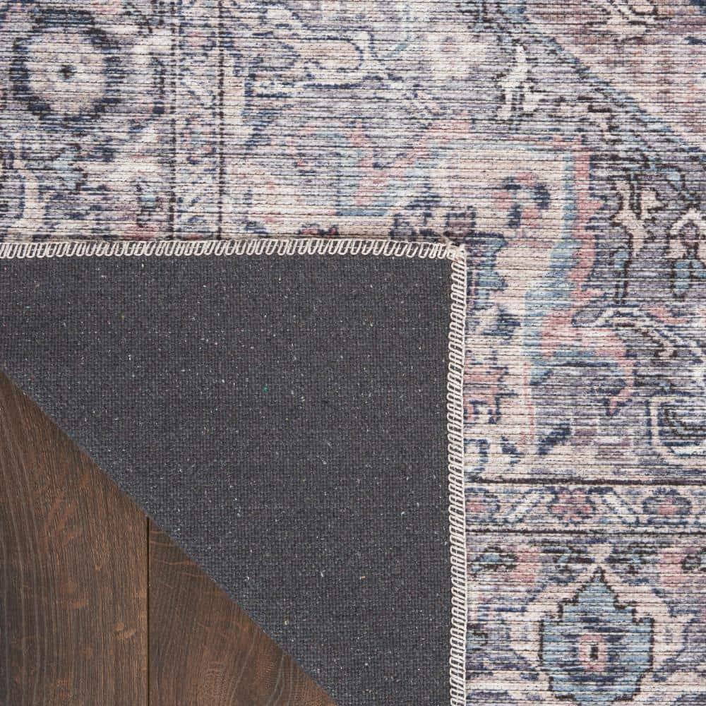 Nourison New Concept Washables Back to College 4' x 6' Grey Vintage Indoor Non-Slip Flatweave Rug