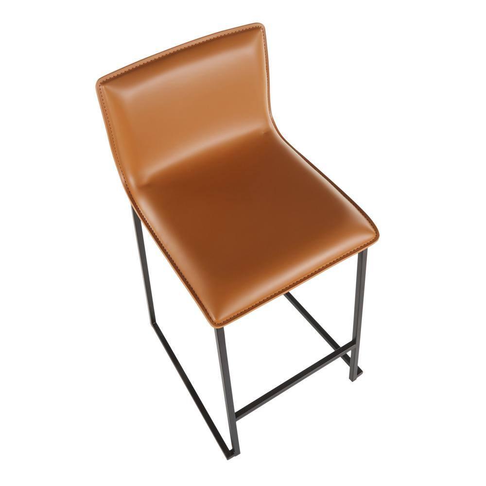 Set of 2 26" Mara Contemporary Counter Height Barstools Black/Camel Brown - LumiSource