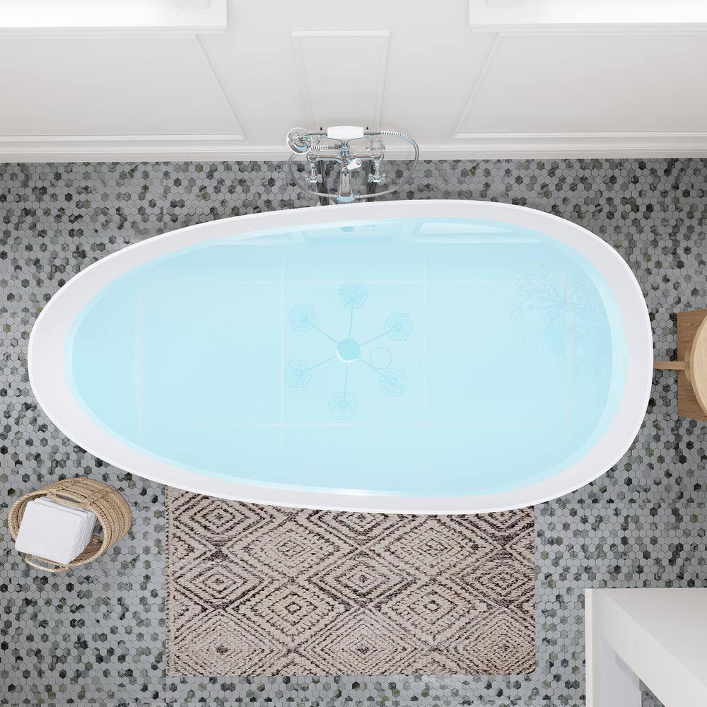 Giotto 59.1" x 30.7" Freestanding Soaking Stone Rein Bathtub