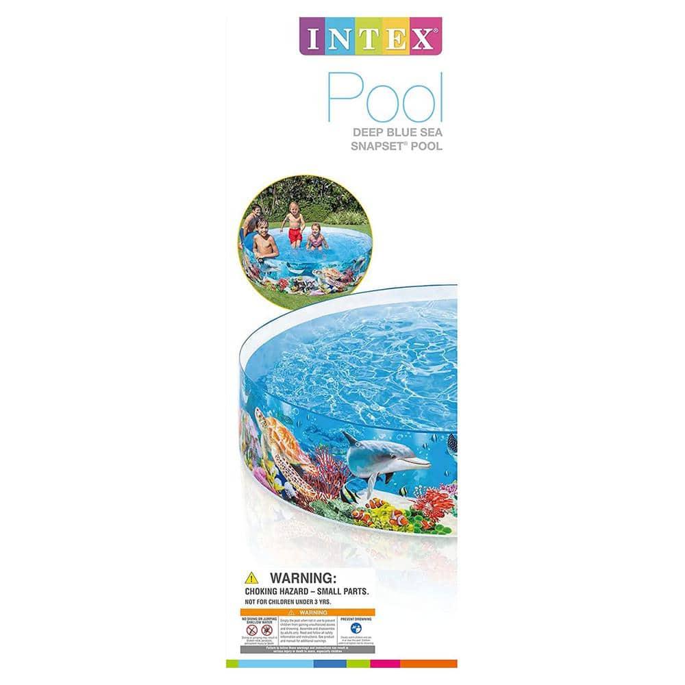 Intex Deep Sea Blue 8 feet x 18 inch SnapSet Instant Round Above Ground Swimming Kiddie Pool for Kids Ages 3 Years and Up