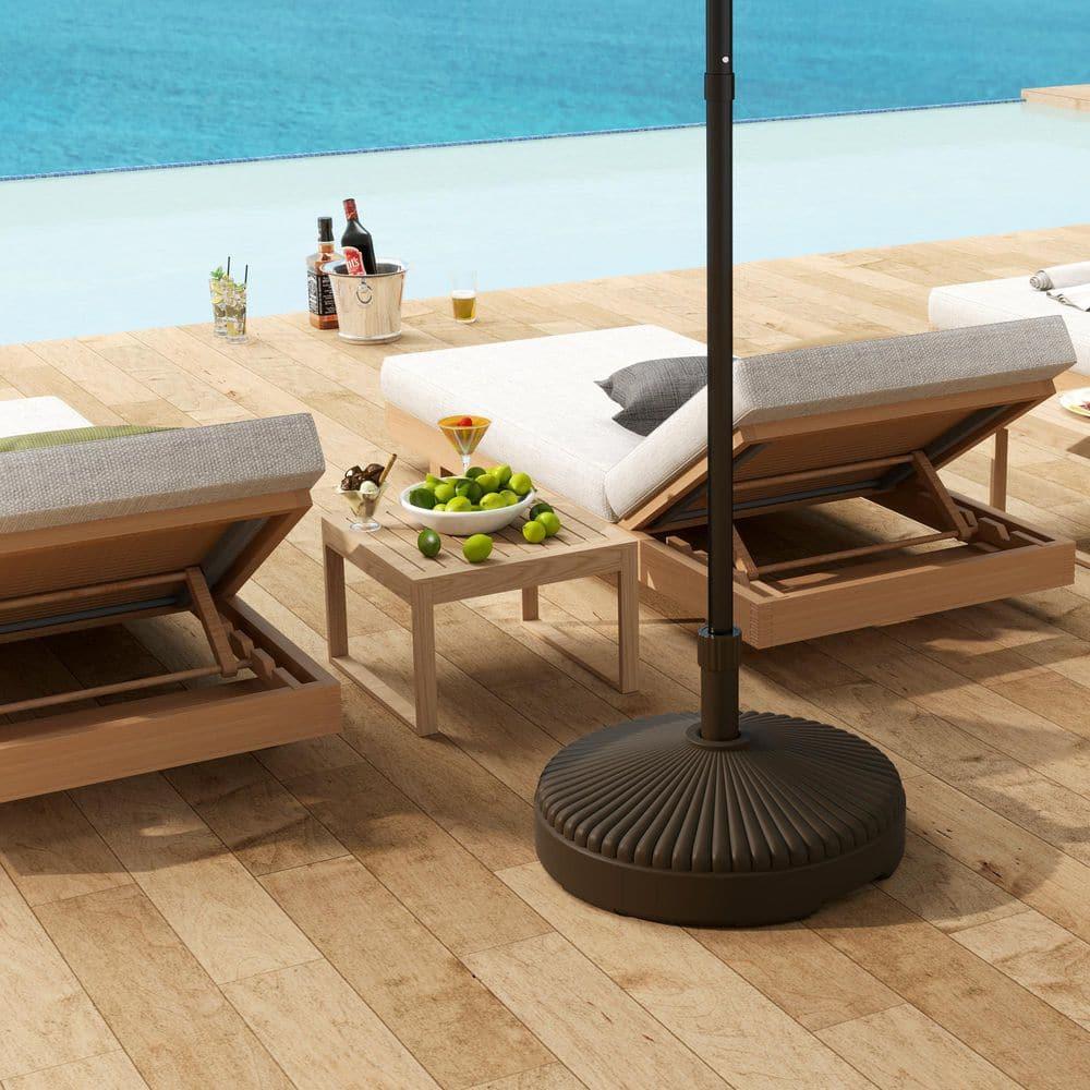Outsunny Round Patio Umbrella Base Holder Outdoor Umbrella Stand, Filled Up to 62lbs with Stand or 51lbs with Water for Garden Poolside, Brown