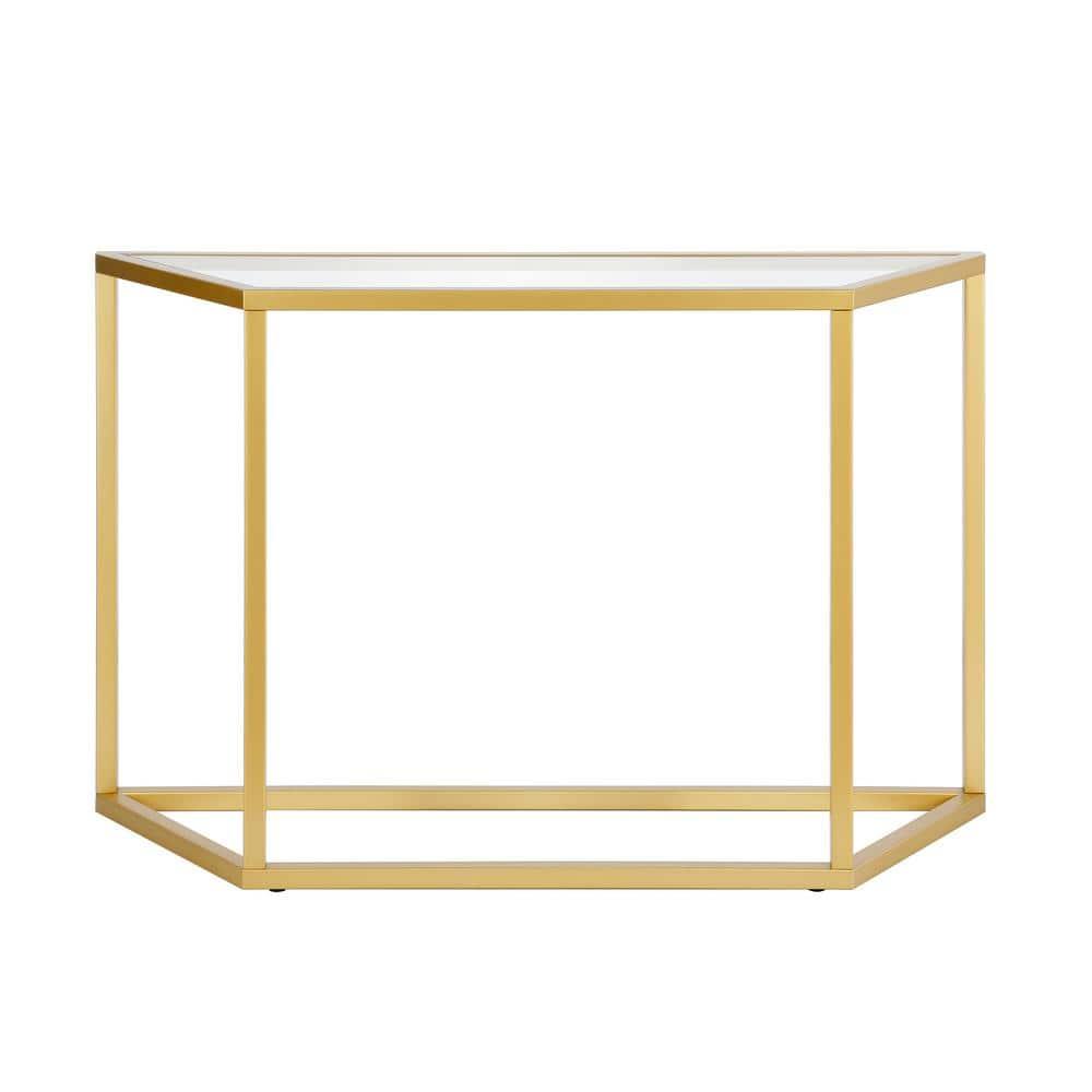Evelyn&Zoe Levi 44" Wide Trapezoid Console Table, Brass