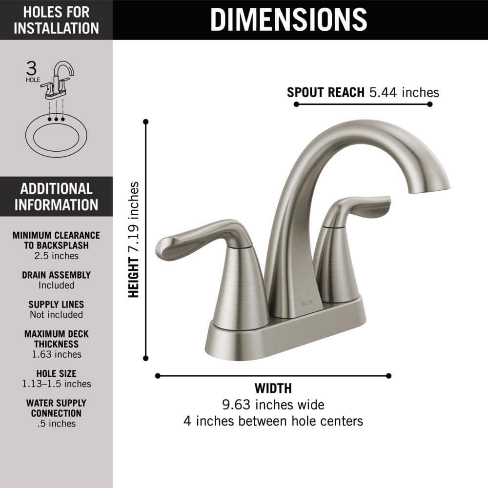 Arvo Centerset Bathroom Faucet with Drain Assembly, 2-handle Bathroom Sink Faucet