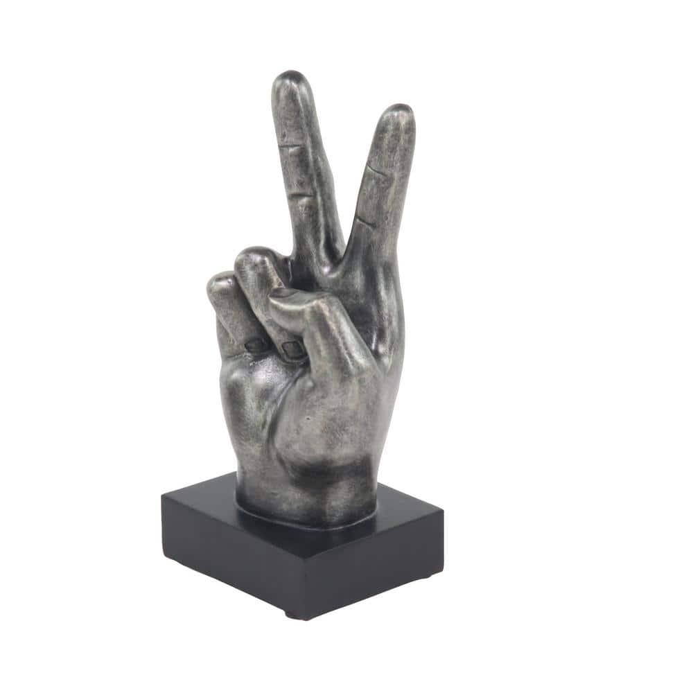 5"W, 11"H Dark Gray Polystone Hands Sculpture, by DecMode (3 Count)
