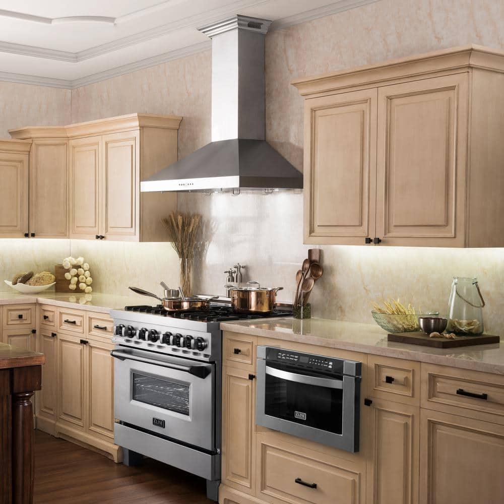 ZLINE 42 in. ZLINE CrownSound™Ducted Vent Wall Mount Range Hood in Stainless Steel W/ Bluetooth Speakers (KL3CRN-BT-42) KL3CRN-BT-42