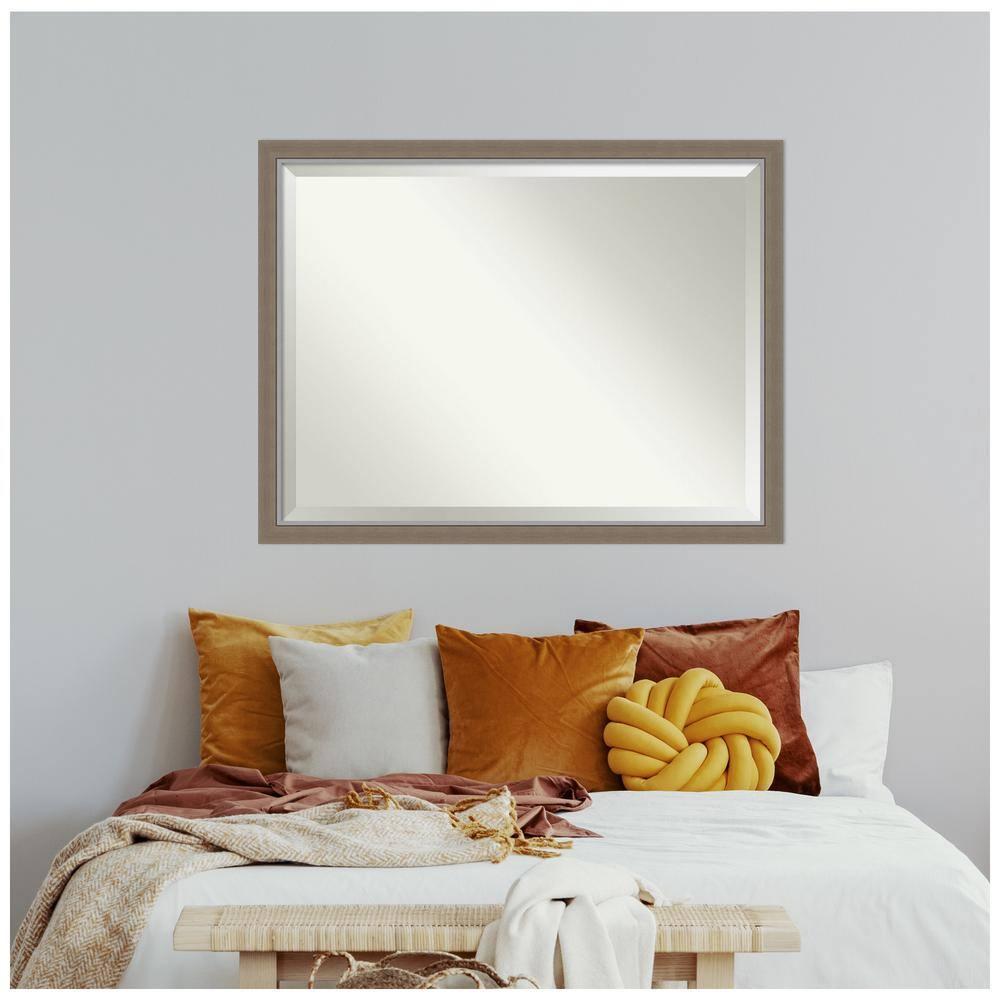 43" x 33" Eva Framed Bathroom Vanity Wall Mirror Brown - Amanti Art: Polystyrene Frame, Beveled Glass, Wall Mount