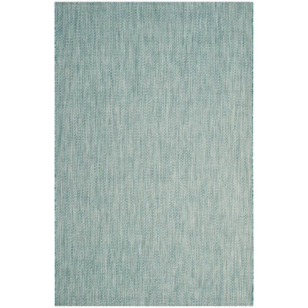 Courtyard CY8521 Power Loomed Indoor/Outdoor Area Rug - Aqua/Grey - 5'3"x7'7" - Safavieh.
