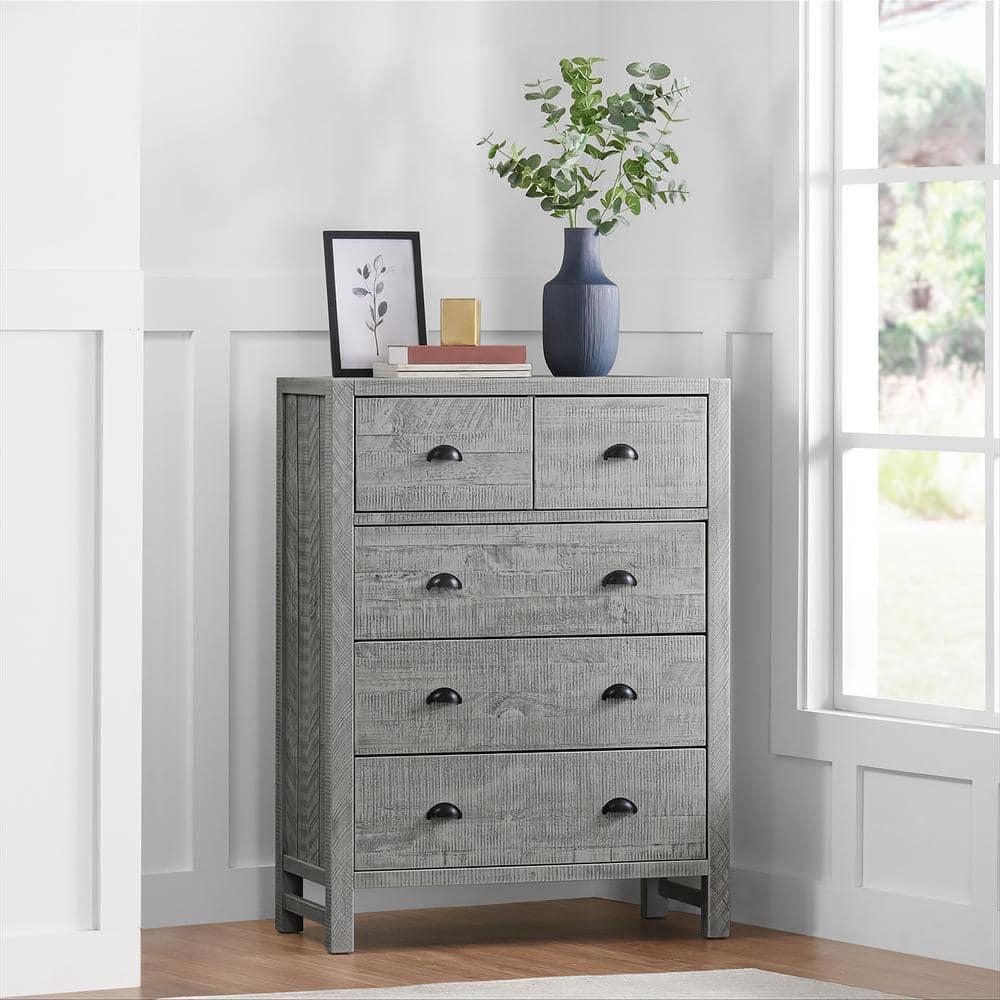 Alaterre Arden 36" W Bohemian Style Rectangular Chest With 5 Drawers, With Hidden Fasteners