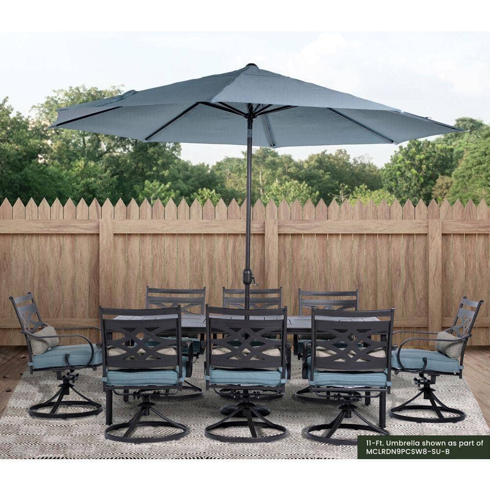 Hanover Montclair 11-Ft. Market Outdoor Umbrella in Ocean Blue
