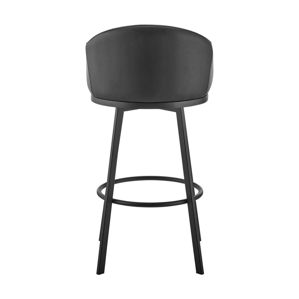 Armen Living Noran 25.5" Swivel Metal & Faux Leather Counter Stool in Black