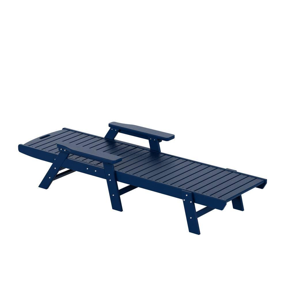 Polytrends Laguna 78" Poly Weather-Resistant Outdoor Chaise Lounge (Set of 2) Navy Blue