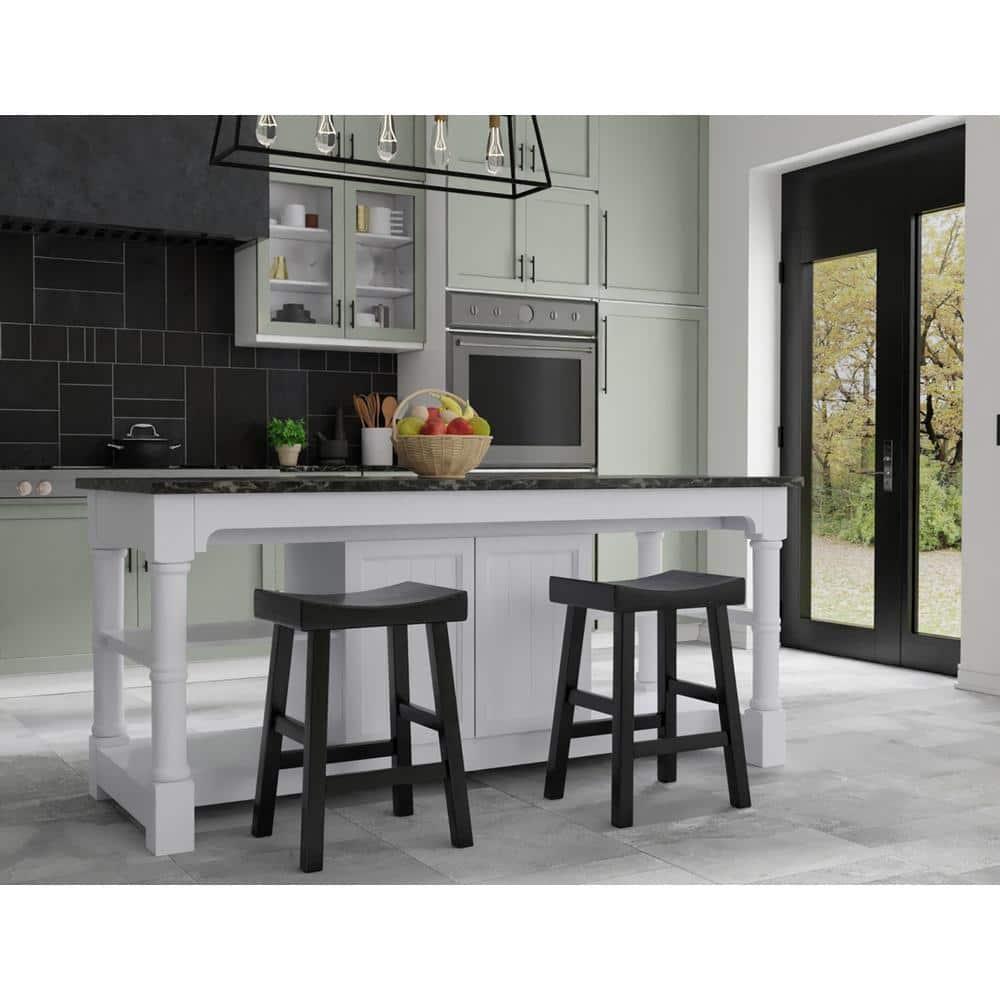 HomeRoots 25" Black Solid Wood Backless Counter Height Bar Chair