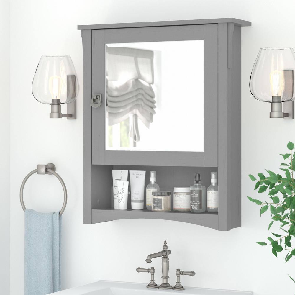 Salinas Bathroom Medicine Cabinet with Mirror in Cape Cod Gray - Engineered Wood