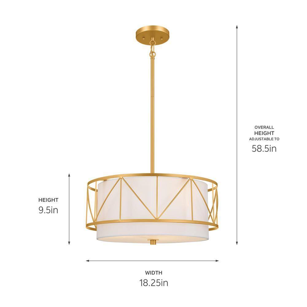 52075CLG-Kichler Lighting-Birkleigh - 3 Light Convertible Semi-Flush Mount In Art Deco Style-9.5 Inches Tall-Classic Gold Finish