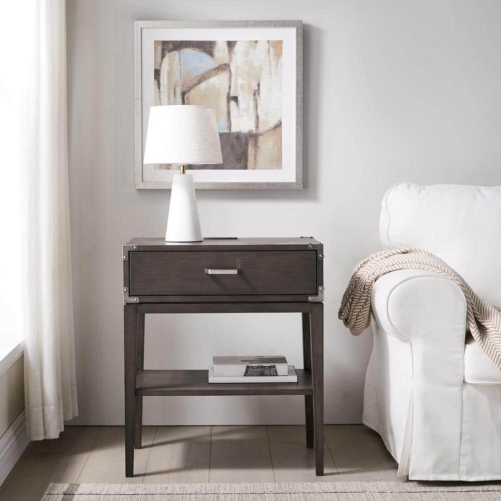 Red Barrel Studio® Beckett Solid + Manufactured Wood Side Table in Anthracite & Reviews | Wayfair