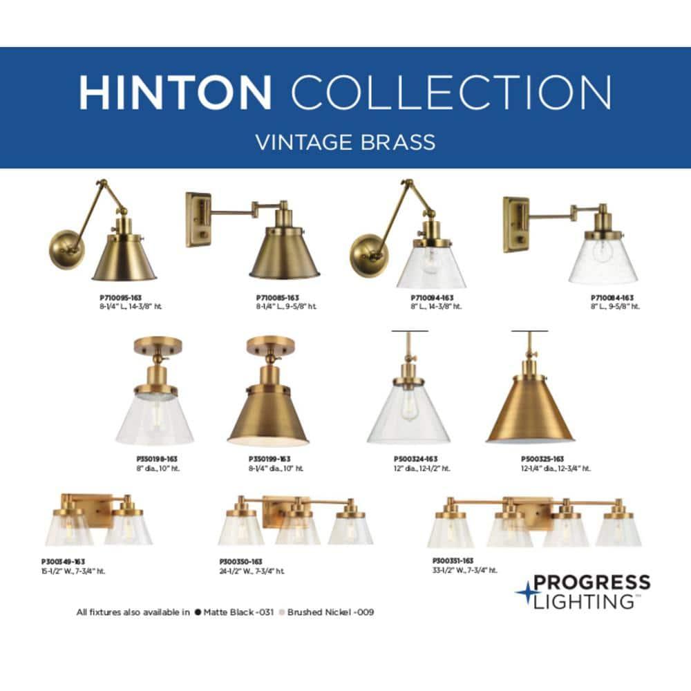P350199-163-Progress Lighting-Hinton - 1 Light Flush Mount-Vintage Brass Finish